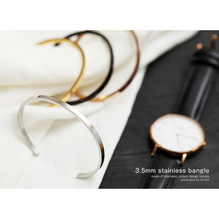 3.5mmステンレスバングルブレスレットBinichビニッチ[品番 3.5mmステンレスバングルブレスレットBinichビニッチ[品番