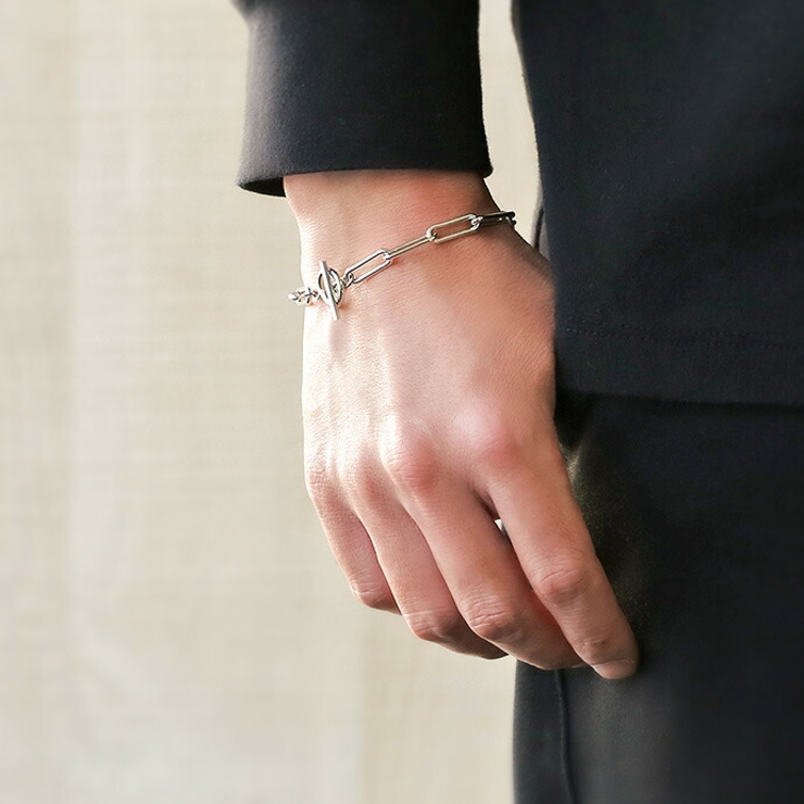 Binich(ビニッチ)マンテル長アズキチェーンブレスレットシルバー925アクセサリーブレスレットメンズマンテルシンプルおしゃれ[シルバーブレスレット]