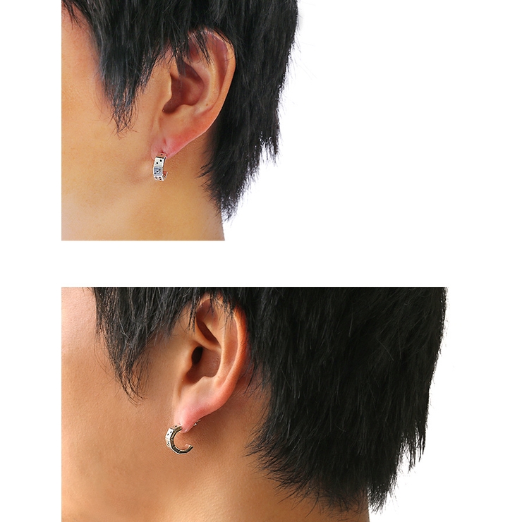 Binich(ビニッチ)ダイスラインフープピアスメンズシルバーアクセサリーサイコロ[シルバーピアス]片耳用(1個売り)
