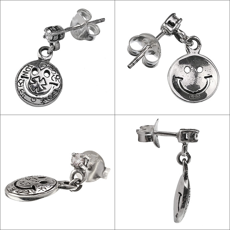 Binich(ビニッチ)スマイルドロップピアスシルバーアクセサリー[シルバーピアス]メンズ男性【1個売り】