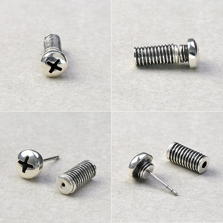 お手軽価格で贈りやすい プラスボルトネジスタッドピアス片耳用1個売りBinichビニッチ アクセサリー