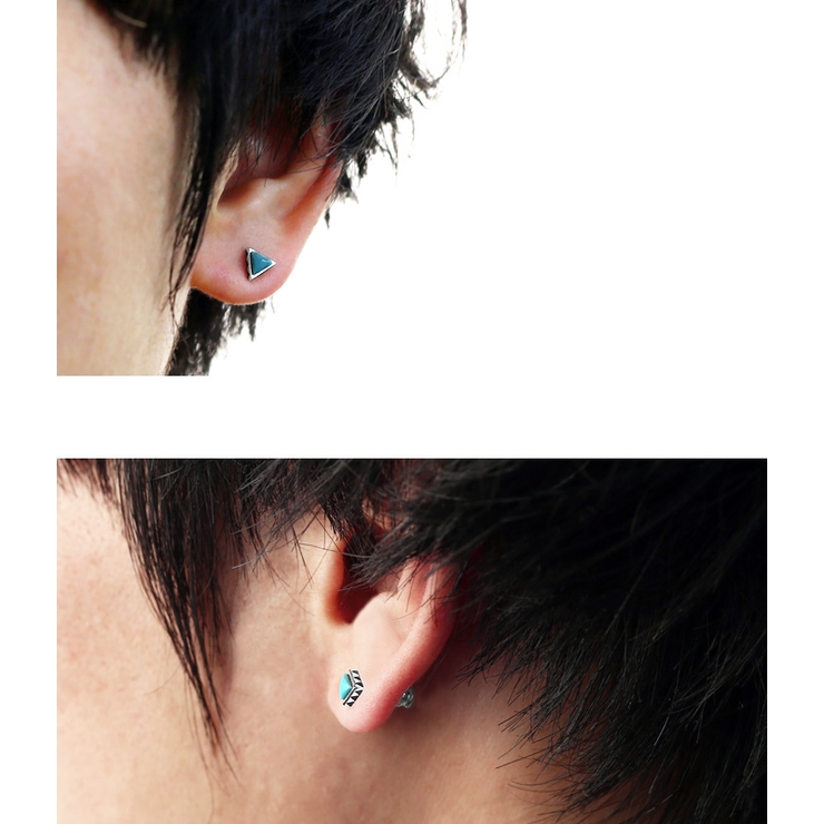 Binich(ビニッチ)ターコイズトライアングルピアス[シルバーピアス]メンズ男性【1個売り】
