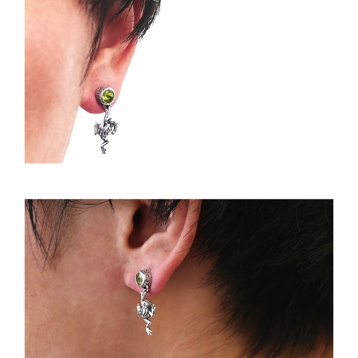 Binich(ビニッチ)ペリドットカエルドロップピアスシルバーアクセサリー[シルバーピアス]メンズ男性【1個売り】