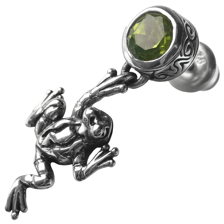 ペリドットカエルドロップピアスシルバーアクセサリー片耳用1個売りBinichビニ… | シルバーアクセサリーBinich  | 詳細画像1 