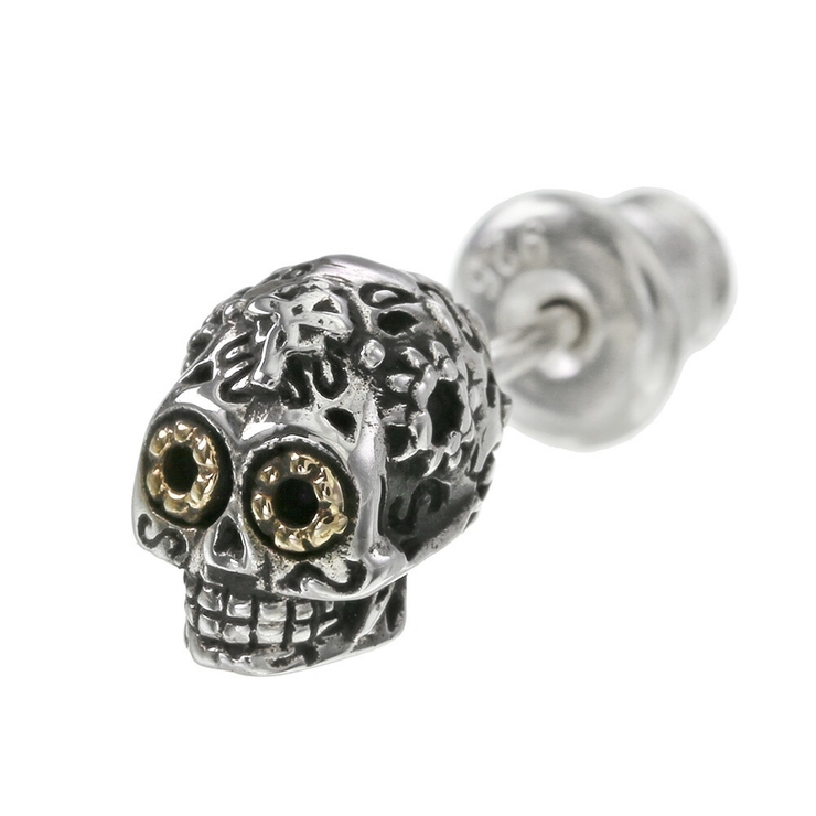 メキシカンスカルスタッドピアススタッドピアス片耳用1個売りBinichビニッチ | シルバーアクセサリーBinich  | 詳細画像1 