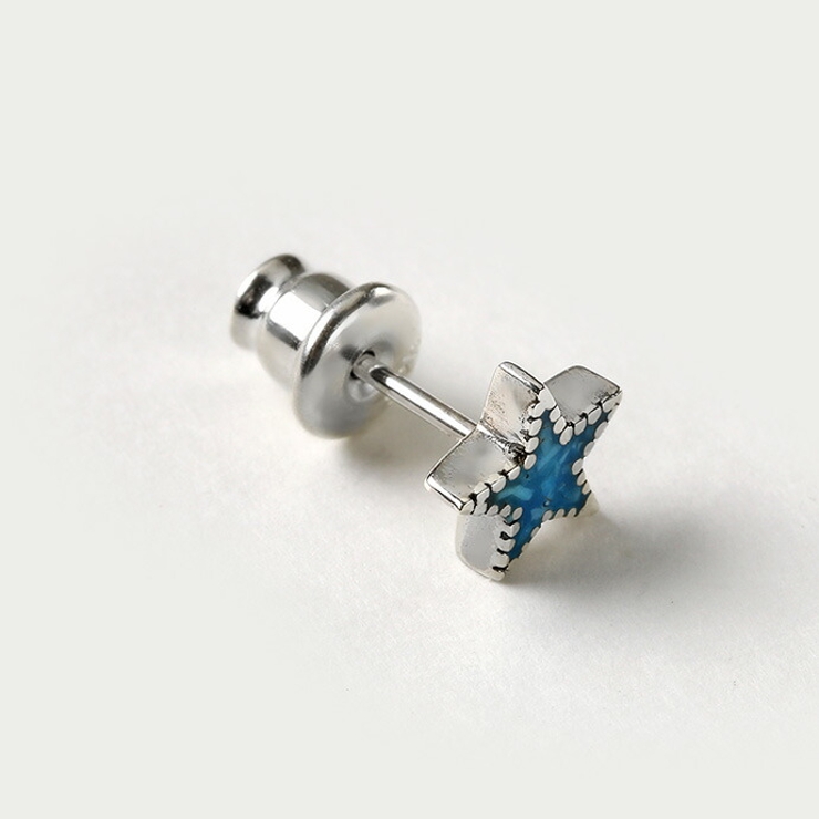 Binich(ビニッチ)クラッシュターコイズスターネイティブピアスメンズシルバー925アクセサリー[シルバーピアス]片耳用(1個売り)
