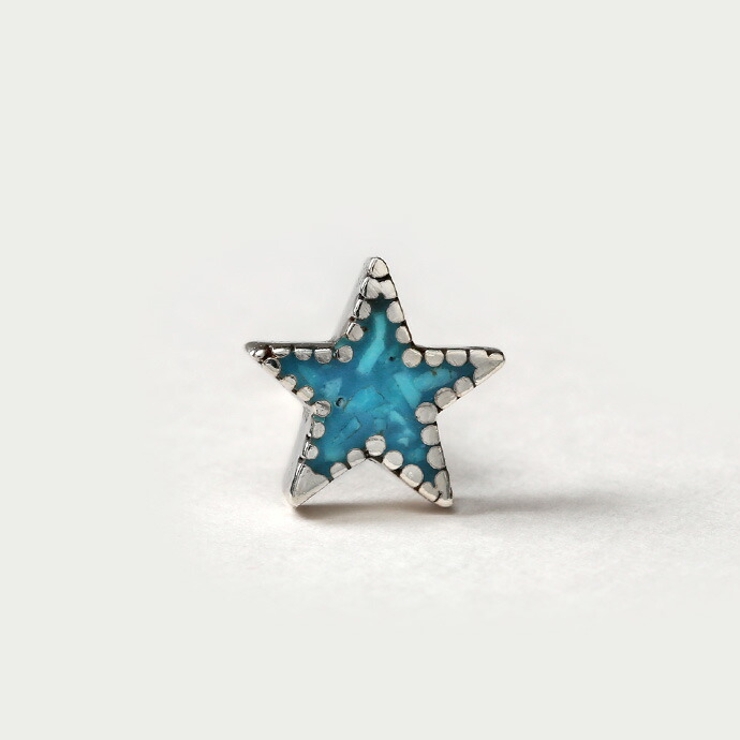 Binich(ビニッチ)クラッシュターコイズスターネイティブピアスメンズシルバー925アクセサリー[シルバーピアス]片耳用(1個売り)