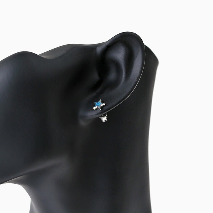 Binich(ビニッチ)クラッシュターコイズスターネイティブピアスメンズシルバー925アクセサリー[シルバーピアス]片耳用(1個売り)