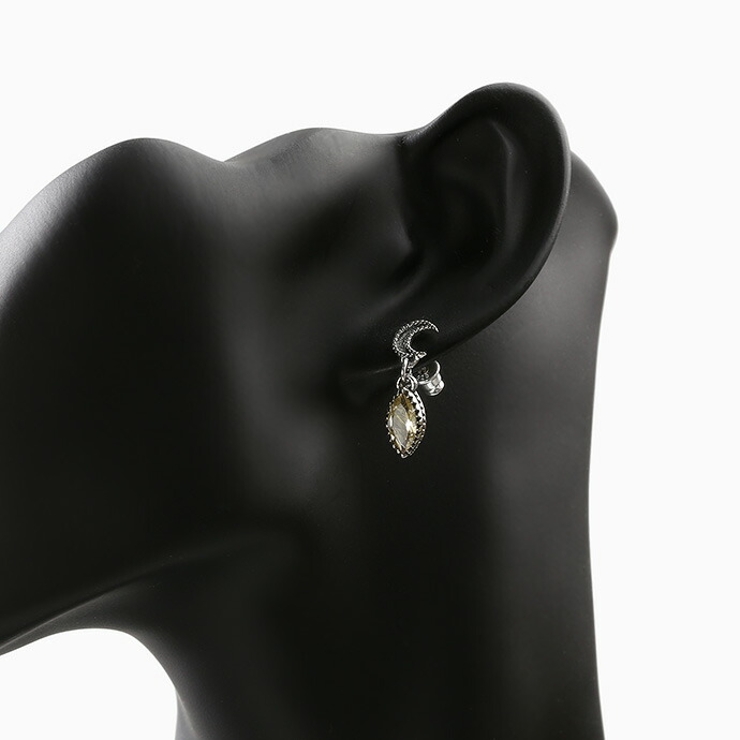 Binich(ビニッチ)ルチルクォーツムーンドロップピアス三日月シルバー925アクセサリー[シルバーピアス]片耳用(1個売り)