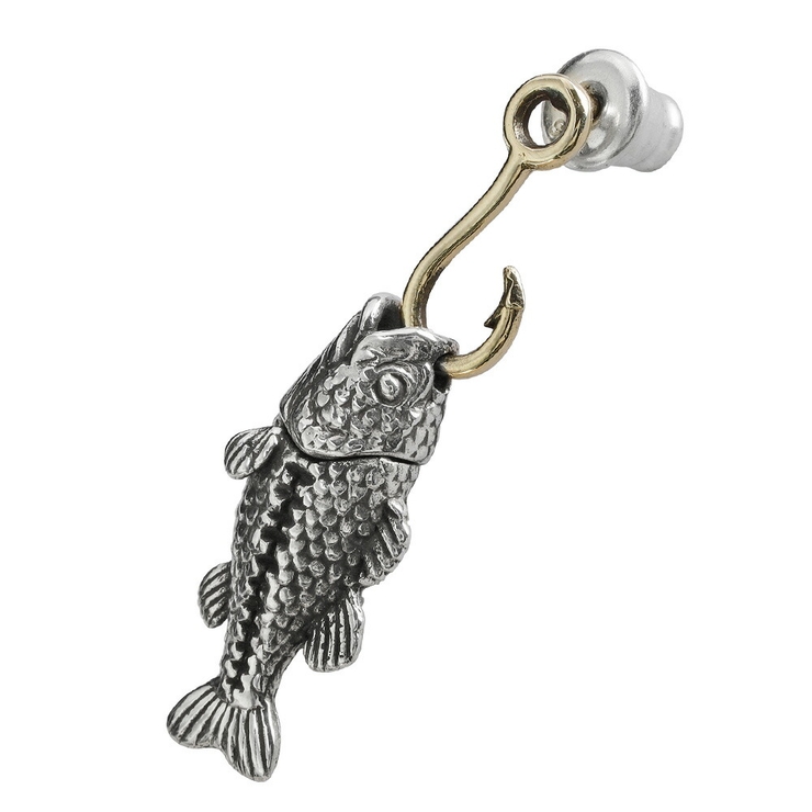 ブラックバス フィッシュ フック ドロップ ピアス 片耳用 1個売り | シルバーアクセサリーBinich  | 詳細画像1 