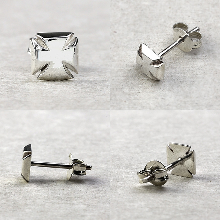 【関税込み】MAPLE シルバー Cross スタッドピアス ピアス メンズ スタッドピアス ゴシッククロス 十字架 シルバー