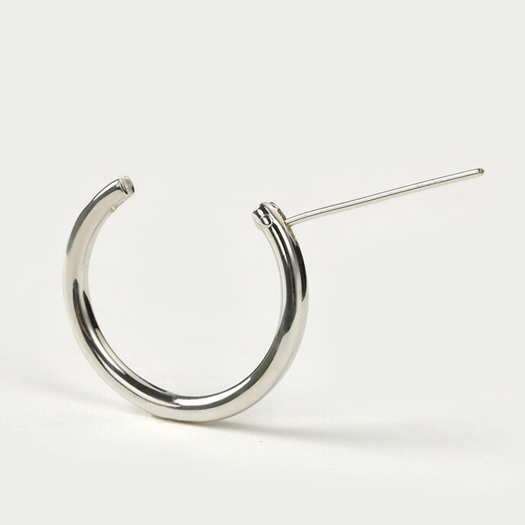 21mmシンプルクロッシングフープピアスメンズシンプル大きめ片耳用1個売りBin… | シルバーアクセサリーBinich  | 詳細画像5 