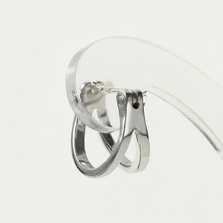 2連 デザイン フープピアス 片耳用 1個売り | シルバーアクセサリーBinich  | 詳細画像3 