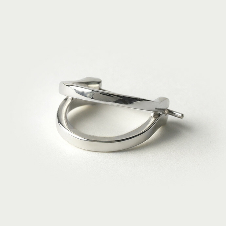 2連 デザイン フープピアス 片耳用 1個売り | シルバーアクセサリーBinich  | 詳細画像4 