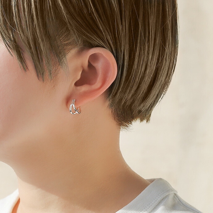 2連 デザイン フープピアス 片耳用 1個売り[品番：CTRA0003514