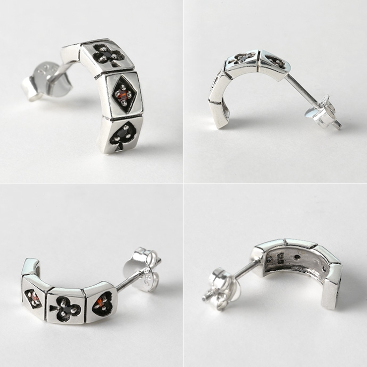 ジルコニアトランプピアストランプ片耳用1個売りBinichビニッチ | シルバーアクセサリーBinich  | 詳細画像3 