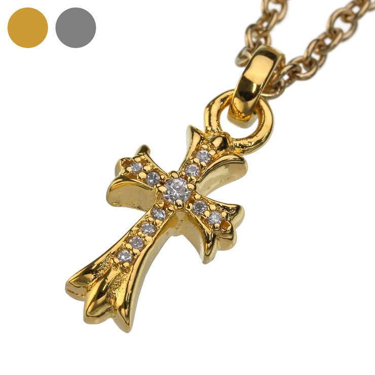 ジルコニアフレアクロスペンダントゴールドカラータイプトップのみBinichビニッ… | シルバーアクセサリーBinich  | 詳細画像1 