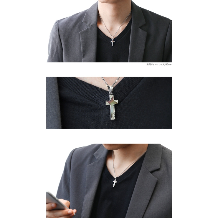 槌目クロス＆シェルペンダント2mmアズキチェーンセットシルバーアクセサリーBin… | シルバーアクセサリーBinich  | 詳細画像2 