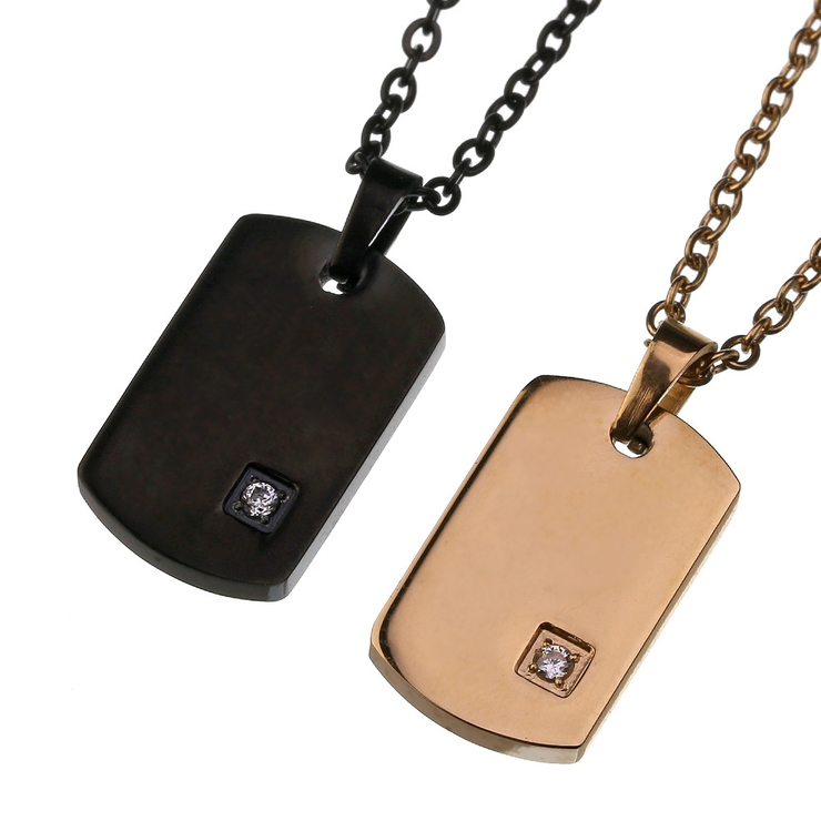 ペア販売スモールプレートジルコニアペアペンダントチェーン付属Binichビニッチ | シルバーアクセサリーBinich  | 詳細画像1 