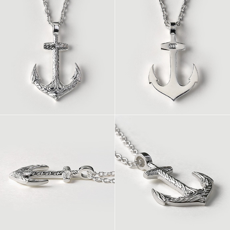 ハワイアンアンカーペンダントシルバーカラータイプネックレス2mmアズキチェーンセ… | シルバーアクセサリーBinich  | 詳細画像5 