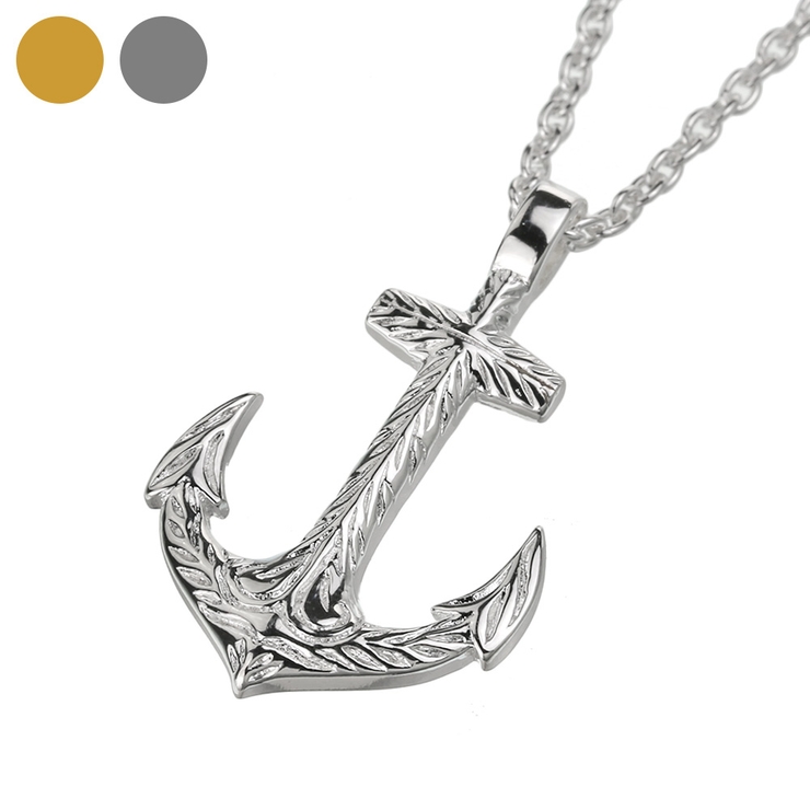 ハワイアンアンカーペンダントシルバーカラータイプネックレス2mmアズキチェーンセ… | シルバーアクセサリーBinich  | 詳細画像1 