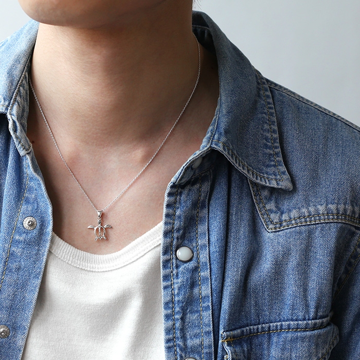 スモールハワイアンホヌペンダントシルバーカラータイプネックレス1 1mmアズキチ… | シルバーアクセサリーBinich  | 詳細画像2 