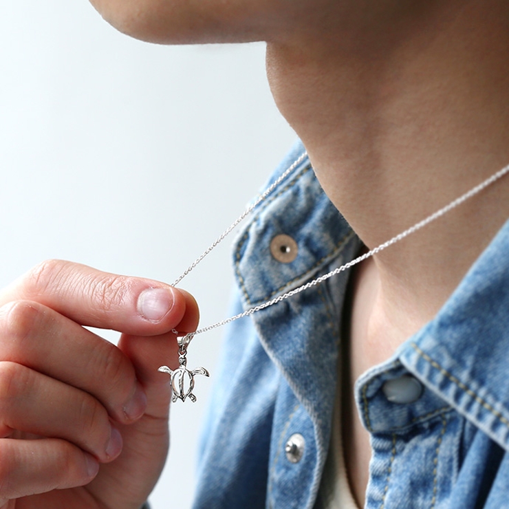 スモールハワイアンホヌペンダントシルバーカラータイプネックレス1 1mmアズキチ… | シルバーアクセサリーBinich  | 詳細画像3 