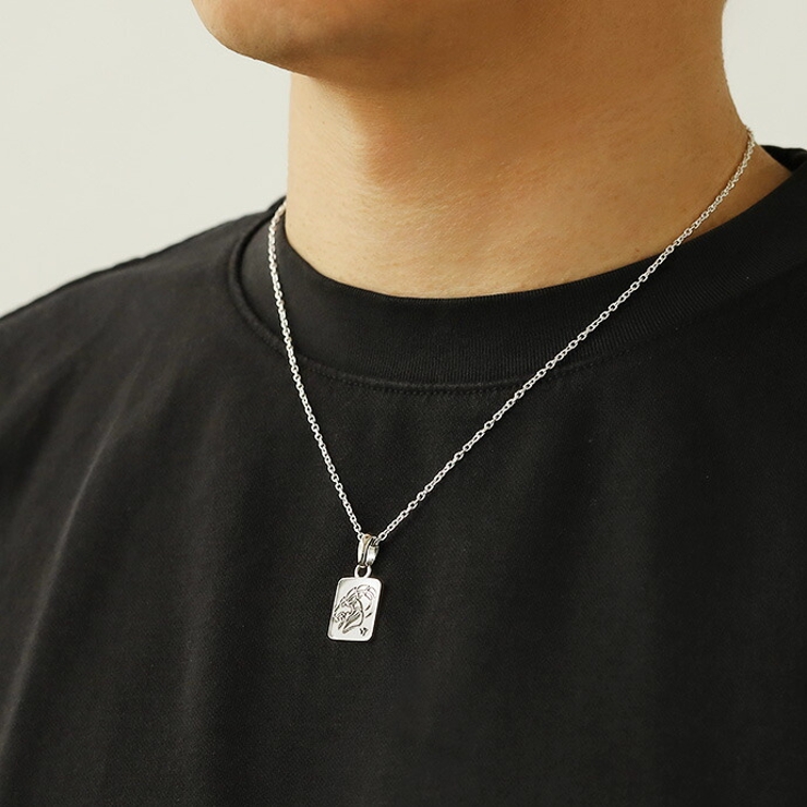 12星座 プレート ペンダント ネックレス メンズ 2mmアズキチェーンセット | シルバーアクセサリーBinich  | 詳細画像12 