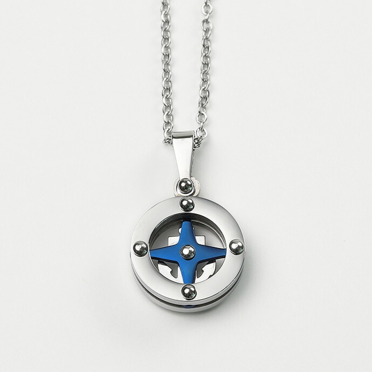 マリンブルーヴォヤージュコンパスペンダント 1 6mm平アズキスチール