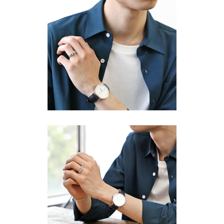 【ペア販売】ファイブスターラインリング指輪メンズレディース星[シルバーリング]