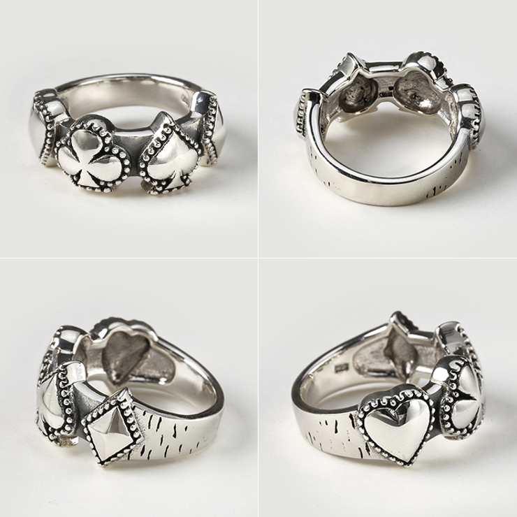 Binich(ビニッチ)ボリュームトランプマークリングメンズ指輪メンズシルバー925アクセサリースペードハート[シルバーリング]