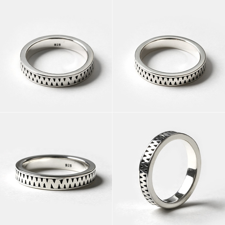 Binich(ビニッチ)マイクロトライアングルパターンリングメンズ指輪メンズ三角ピンキーシルバーアクセサリー[シルバーリング]