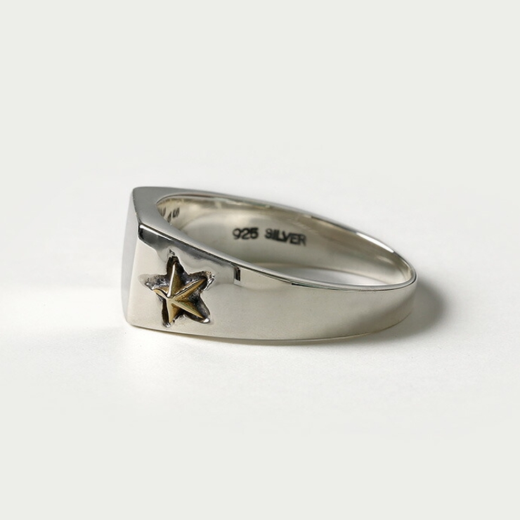 Binich(ビニッチ)サイドスターシグネットリング印台メンズ指輪メンズ星シルバー925アクセサリー[シルバーリング]
