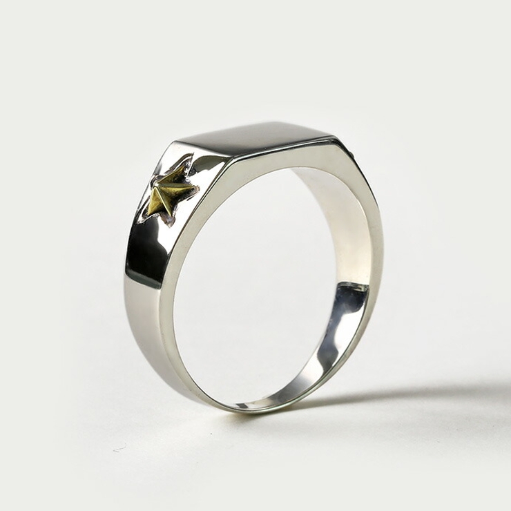 Binich(ビニッチ)サイドスターシグネットリング印台メンズ指輪メンズ星シルバー925アクセサリー[シルバーリング]