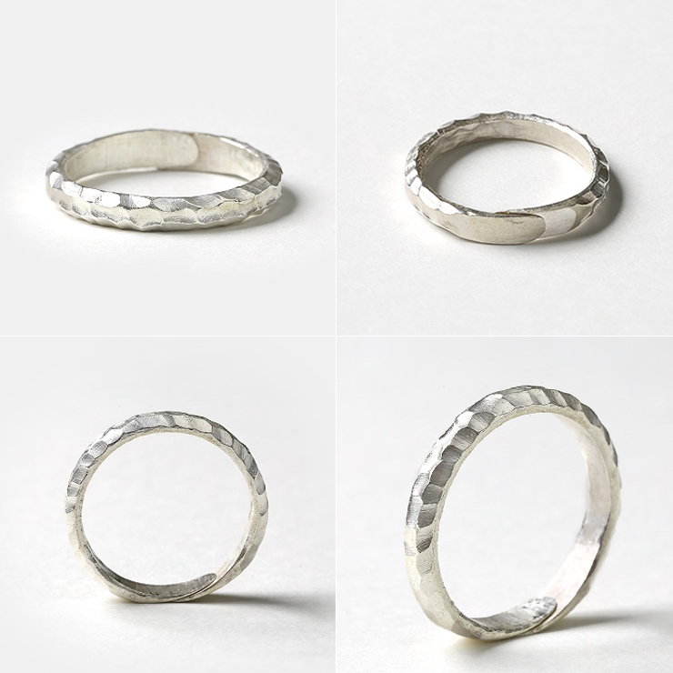 Binich(ビニッチ)槌目カレンシルバーリングメンズ指輪メンズ細めシルバーアクセサリーフリーサイズ[シルバーリング]