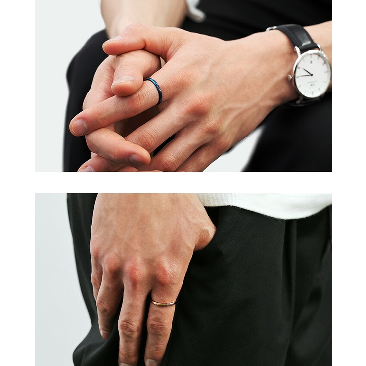 甲丸2mm幅カラースチールリングペアリング指輪ペアトBinichビニッチ | シルバーアクセサリーBinich  | 詳細画像5 