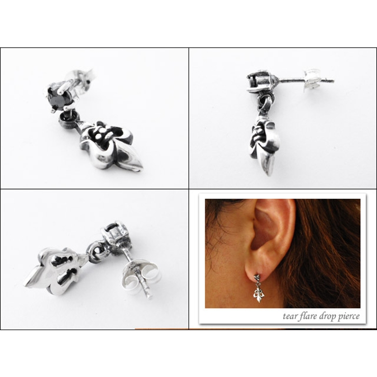 ティアーフレアドロップピアスシルバーメンズ片耳用1個売りBinichビニッチ | シルバーアクセサリーBinich  | 詳細画像2 
