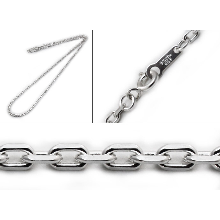 標準2.5mm4面カットアズキチェーン60ｃｍBinichビニッチ | シルバーアクセサリーBinich  | 詳細画像2 