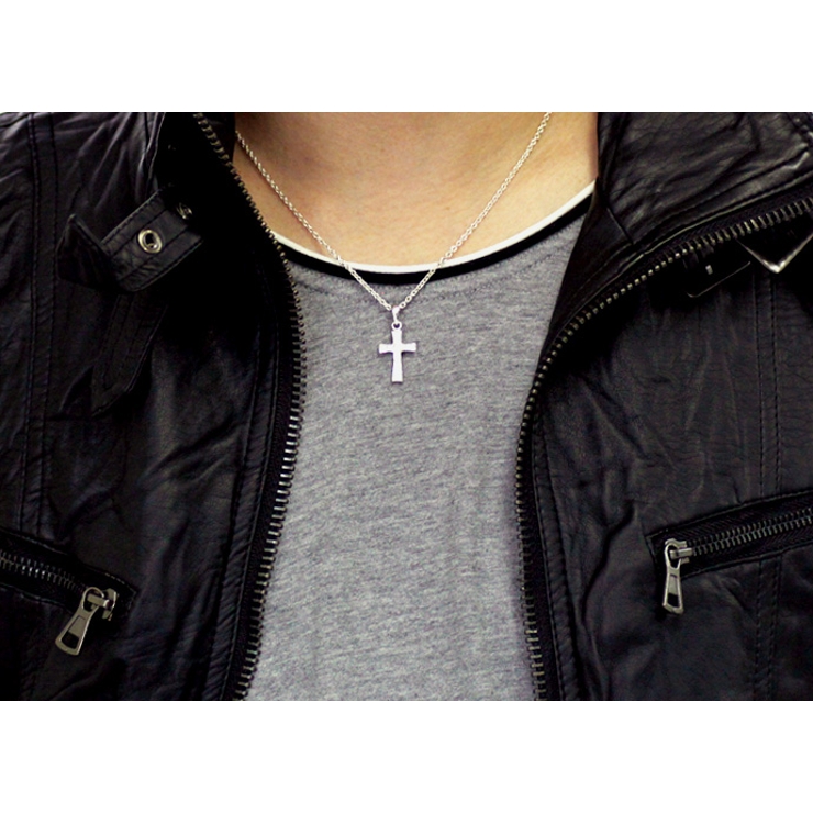 トゥエルブジルコニアクロスペンダント2mmアズキチェーンセットメンズネックレスシ… | シルバーアクセサリーBinich  | 詳細画像3 