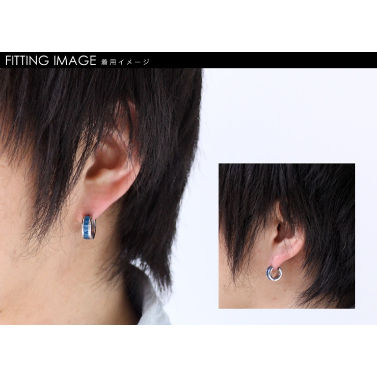 ナンバーサークルスチールピアスブルーフープピアスメンズ片耳用1個売りBinich… | シルバーアクセサリーBinich  | 詳細画像3 