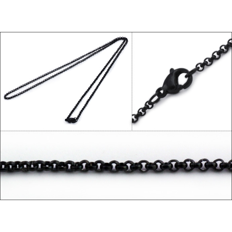細め2mmロール甲丸ステンレスチェーンブラックカラー45cm50cmBinich… | シルバーアクセサリーBinich  | 詳細画像2 
