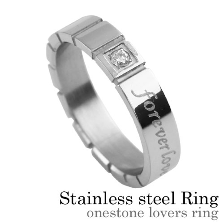 ワンストーンラバーズリングステンレススチールアクセサリー指輪Binichビニッチ | シルバーアクセサリーBinich  | 詳細画像1 