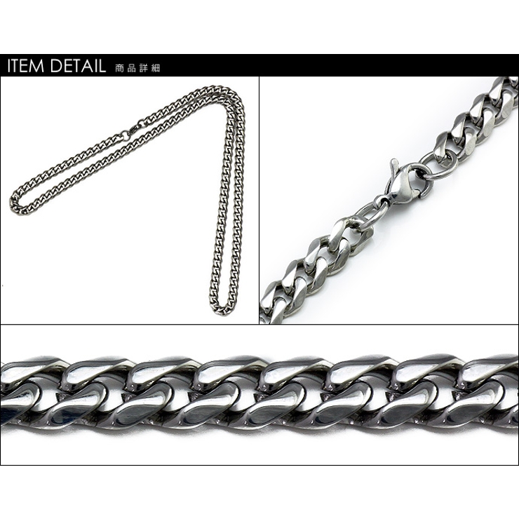太め5mm6面カット喜平スチールチェーン50cm60cmBinichビニッチ | シルバーアクセサリーBinich  | 詳細画像2 