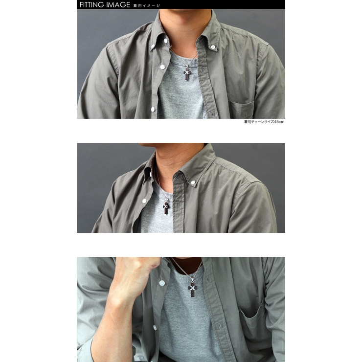 シルバークロスウッドペンダント2mmアズキチェーンセット木シルバーBinichビ… | シルバーアクセサリーBinich  | 詳細画像2 