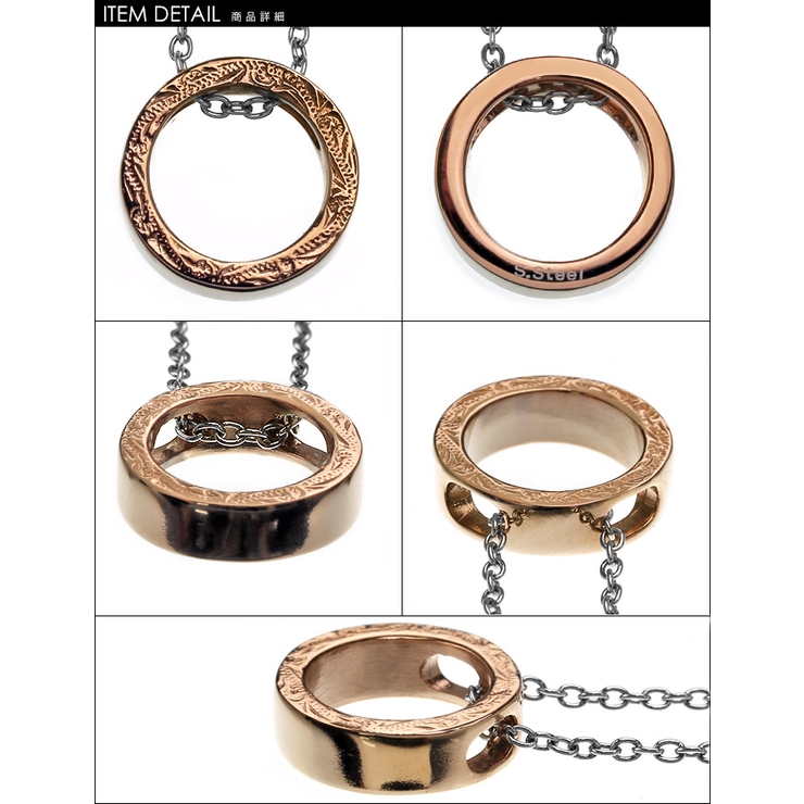 ステンレススチールペンダントIピンクゴールドチェーンセットネックレスレディースハ… | シルバーアクセサリーBinich  | 詳細画像2 