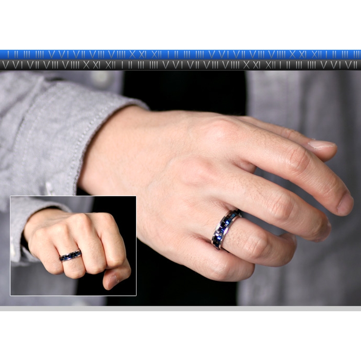 ダブルポリゴンスチールリングスリムブルーステンレススチールアクセサリー指輪Bin… | シルバーアクセサリーBinich  | 詳細画像3 