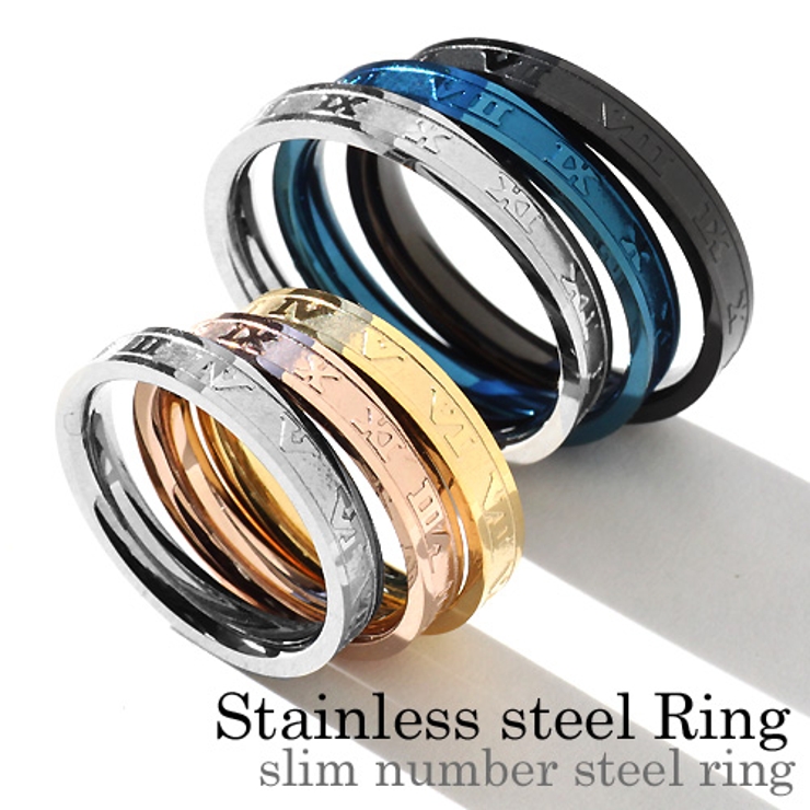 スリムナンバースチールリングステンレススチールアクセサリー指輪Binichビニッ… | シルバーアクセサリーBinich  | 詳細画像1 