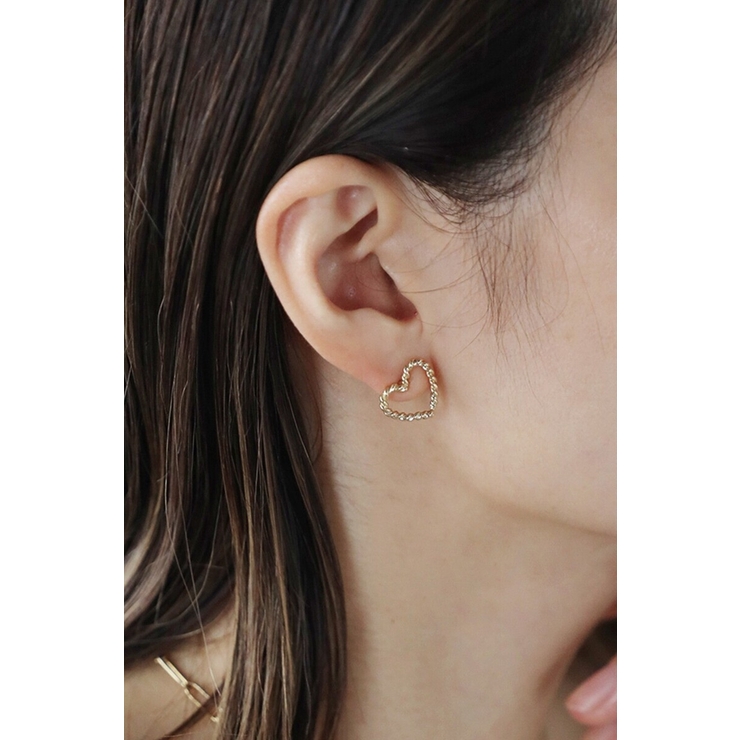 GOLD | ねじりラインハートピアス | BONJOUR SAGAN