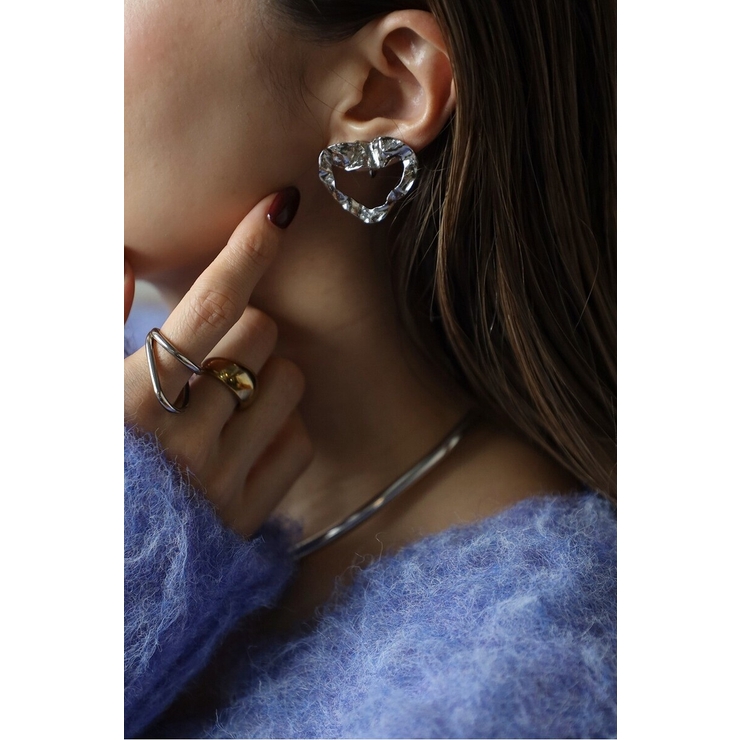 SILVER | クランプルハートイヤリング 88-004289 | BONJOUR SAGAN