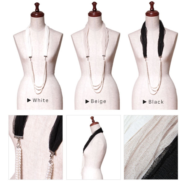 シフォン×3連パールネックレス◆２ＷＡＹ使用【2色展開】【メール便対応】10P10Apr13